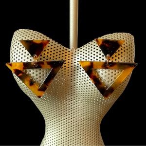 Faux Wood Triangle Earrings